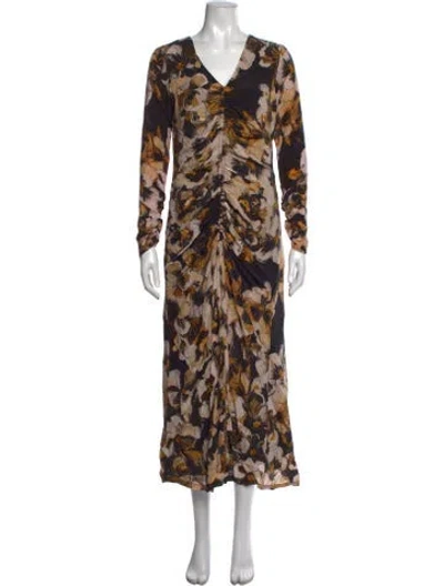 Pre-owned Mariacher. Silk Long Dress W/ Tags In Brown