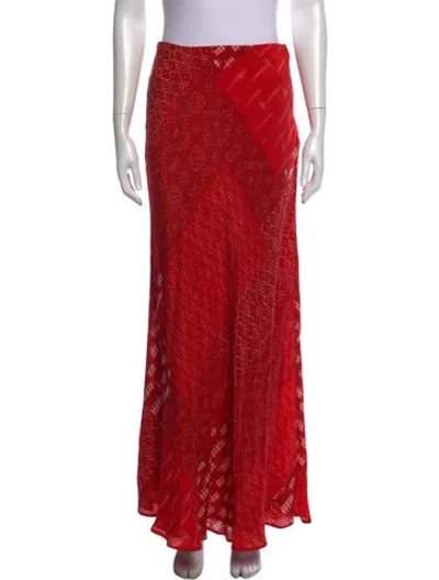 Pre-owned Mariacher. Silk Long Skirt In Red
