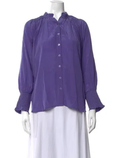 Pre-owned Mariacher. Silk Long Sleeve Blouse In Purple