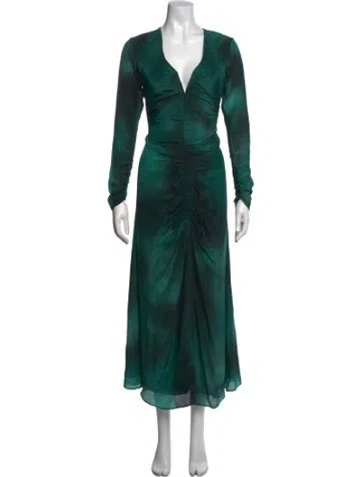 Pre-owned Mariacher. Silk Midi Length Dress In Green