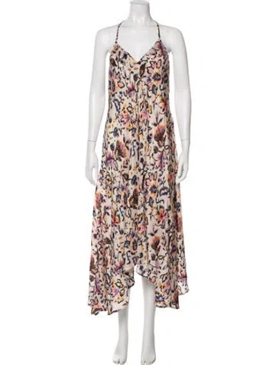 Pre-owned Mariacher. Silk Midi Length Dress In Neutral