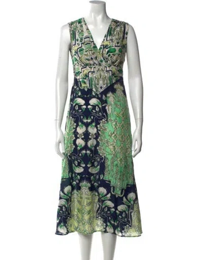 Pre-owned Mariacher. Silk Midi Length Dress In Neutrals