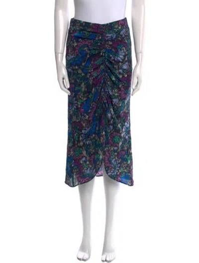 Pre-owned Mariacher. Silk Midi Length Skirt In Blue