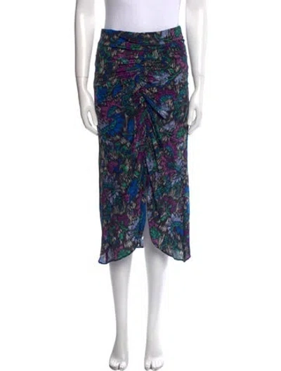Pre-owned Mariacher. Silk Midi Length Skirt In Blue