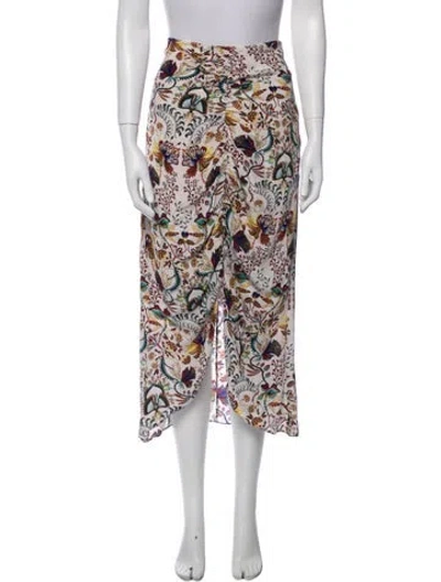 Pre-owned Mariacher. Silk Midi Length Skirt In White