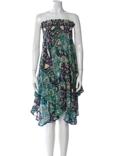 Pre-owned Mariacher. Silk Mini Dress In Green