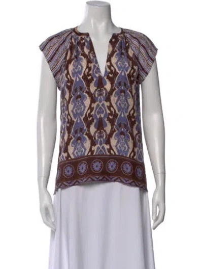 Pre-owned Mariacher. Silk Patterned Top In Blue