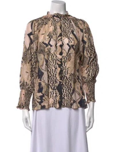 Pre-owned Mariacher. Silk Printed Blouse In Neutrals