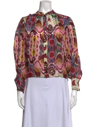 Pre-owned Mariacher. Silk Printed Blouse In Pink