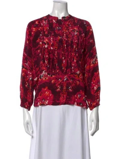 Pre-owned Mariacher. Silk Printed Blouse W/ Tags In Red