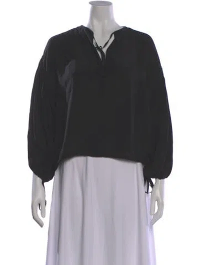 Pre-owned Mariacher. Silk Tie Neck Blouse In Gray