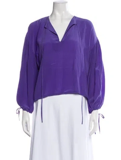 Pre-owned Mariacher. Silk V-neck Blouse In Purple