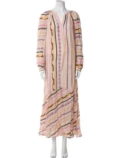 Pre-owned Mariacher. Striped Long Dress In Pink