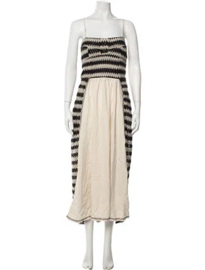 Pre-owned Mariacher. Striped Midi Length Dress In Neutrals
