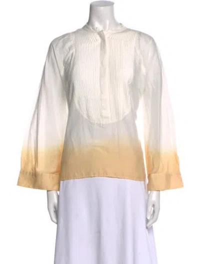 Pre-owned Mariacher. Striped Mock Neck Blouse W/ Tags In Neutral