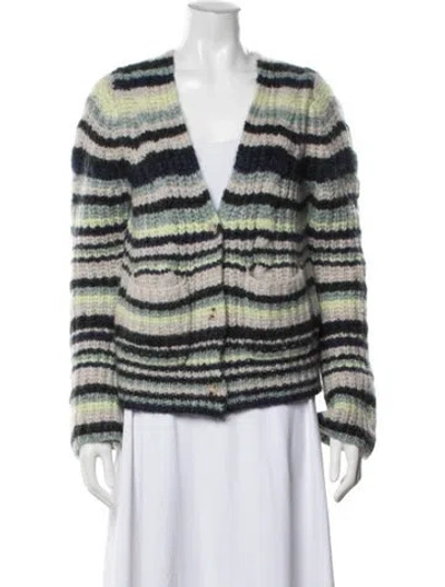 Pre-owned Mariacher. Striped V-neck Sweater In White