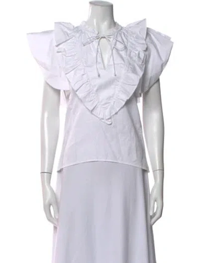 Pre-owned Mariacher. Tie Neck Sleeveless Top In White