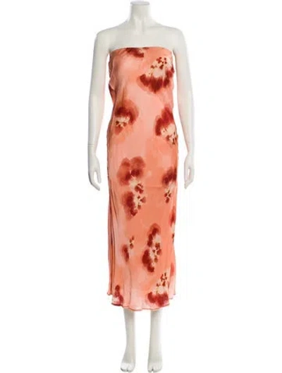 Pre-owned Mariacher. Tie-dye Print Midi Length Dress In Orange