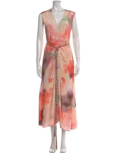 Pre-owned Mariacher. Tie-dye Print Midi Length Dress In Pink