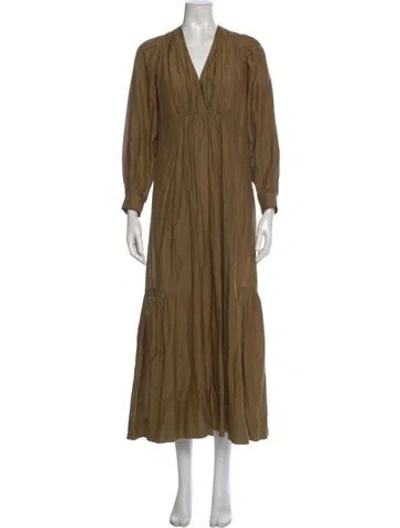 Pre-owned Mariacher. V-neck Long Dress In Brown