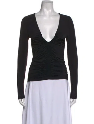 Pre-owned Mariacher. V-neck Long Sleeve Top In Black