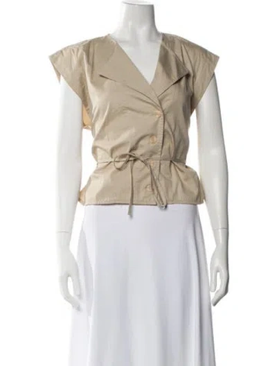 Pre-owned Mariacher. V-neck Short Sleeve Top In Neutral