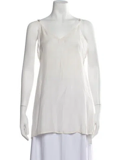 Pre-owned Mariacher. V-neck Sleeveless Top In White