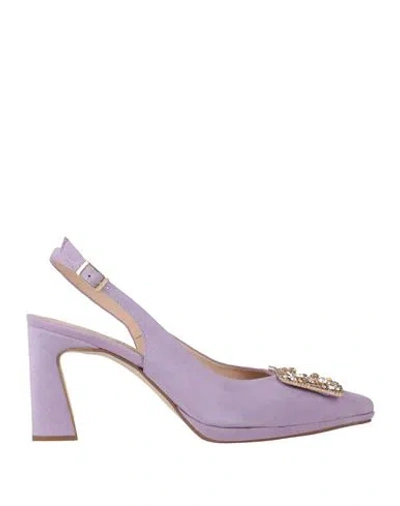 Marian Woman Pumps Lilac Size 8 Leather In Purple