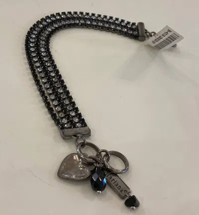 Mariana Antiqued Silver Elegant Three-strand Crystal Bracelet In Tuxedo In Multi