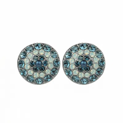 Mariana Women's Antique Silver Pave Crystal Post Earrings In Mood Indigo