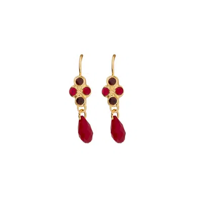 Mariana Women's Diamond Cluster Earrings In Cranberry Crush In Orange