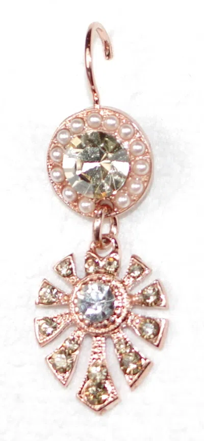 Mariana Women's Dunaway Butter Pecan Earrings In Rose Gold/ Pearl / Taupe In Silver