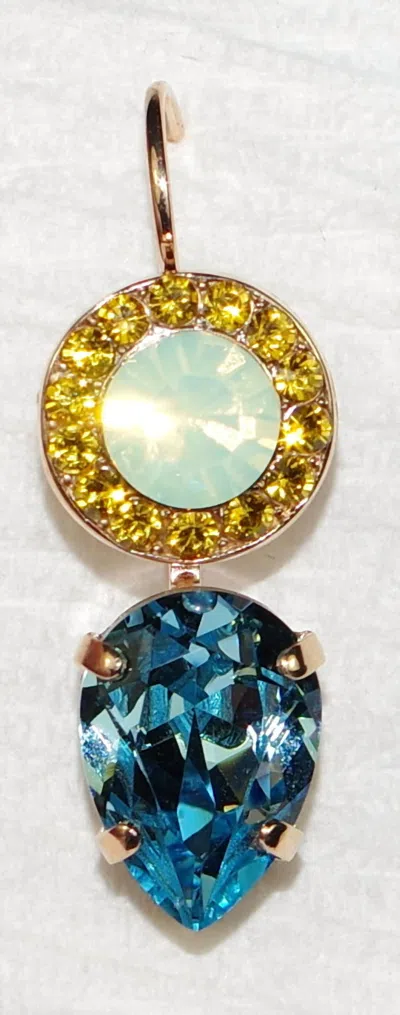 Mariana Women's Forget Me Not Earrings In Amber/ Pacific Opal/ Blue In Gold