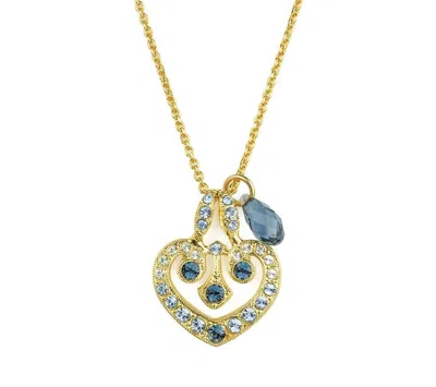 Mariana Women's Swarovski Crystal Heart Necklace In Gold In Blue