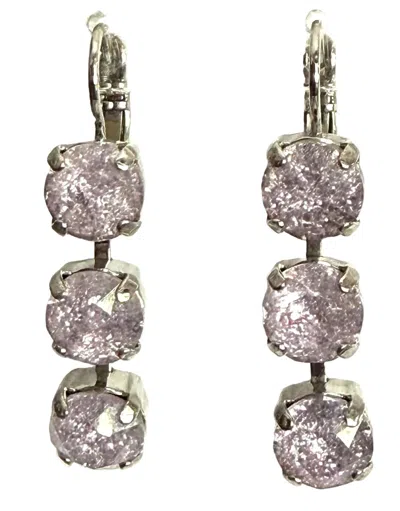 Mariana Women's Tripe Drop Earrings In Pink Ice In Metallic