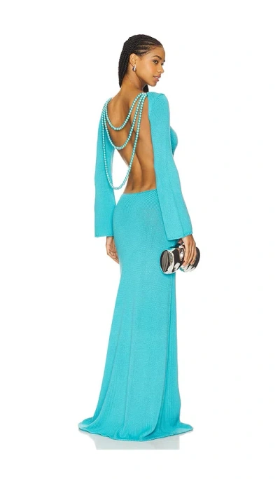 Mariandree Gaitan Maite Dress In 蓝绿色