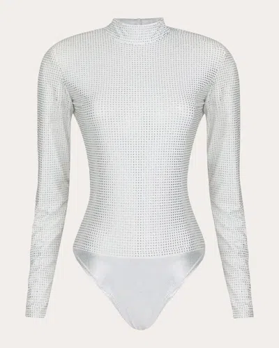 Mariandree Gaitan Women's Ana Crystal Bodysuit In Silver