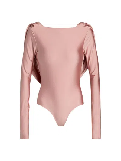 Mariandree Gaitan Women's Identity Eda Draped Bodysuit In Pink