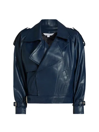 Mariandree Gaitan Women's Identity Giorgia Faux Leather Biker Jacket In Blue