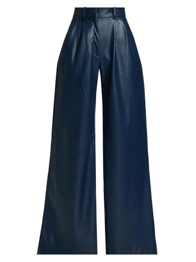 Mariandree Gaitan Women's Identity Giulia Faux Leather High-rise Pants In Blue