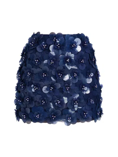 Mariandree Gaitan Women's Identity Paula Floral Appliqué Miniskirt In Blue