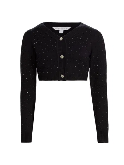 Mariandree Gaitan Women's Julie Rib-knit Studded Crop Cardigan In Black