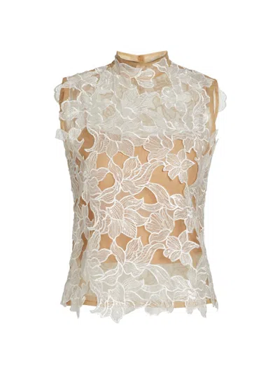 Mariandree Gaitan Women's Karol Floral Embroidered Lace Top In White