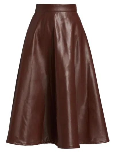 Mariandree Gaitan Women's Katty Faux Leather Midi-skirt In Brown