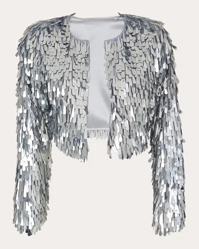Mariandree Gaitan Women's Lizzi Cropped Paillette-embellished Jacket In Silver