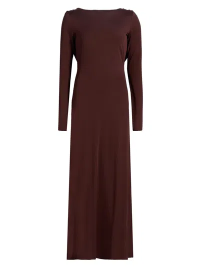 Mariandree Gaitan Women's Naomi Boatneck Maxi Dress In Brown