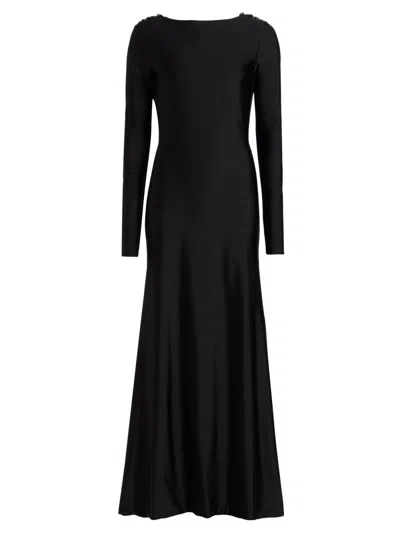 Mariandree Gaitan Women's Naomi Draped Cowl-back Floor-length Gown In Black