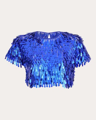Mariandree Gaitan Women's Thaylu Cropped Paillette-embellished Top In Blue
