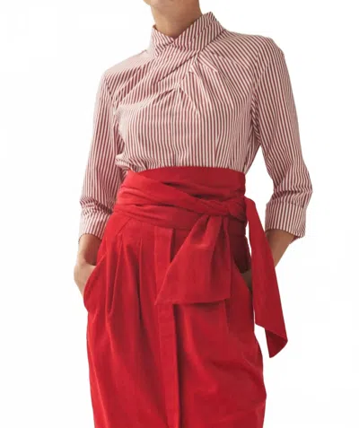 Marianna Déri Fiona Striped Blouse In Red In Pink