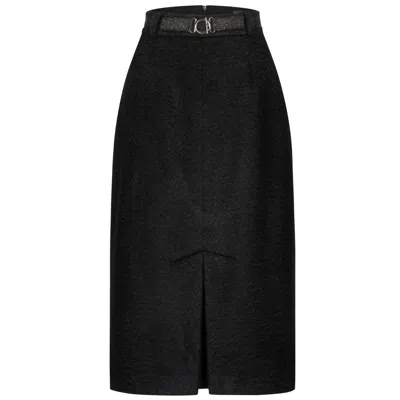 Marianna Déri Women's Black Bouclé Pencil Skirt